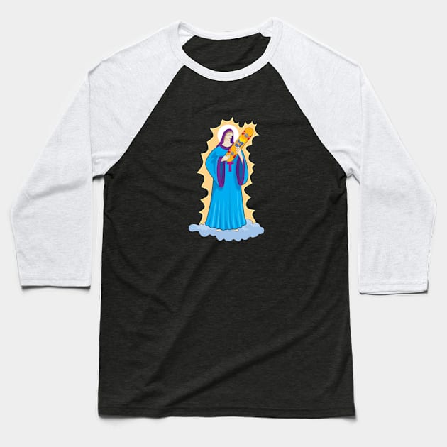 Saint holding a skateboard Baseball T-Shirt by RFJ